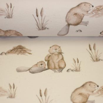 Preview: French Terry Pond Life Otter auf Creme by Christiane Zielinski von Swafing
